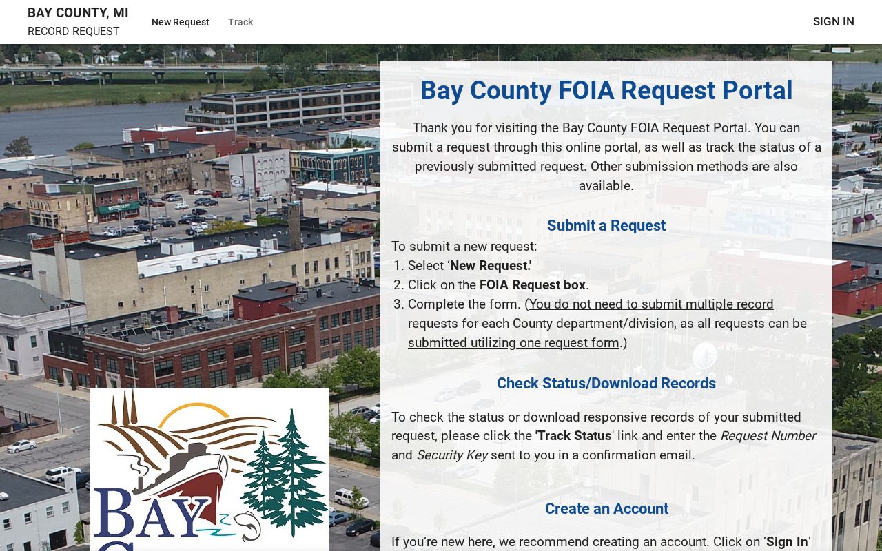 Bay County released inmate record request portal