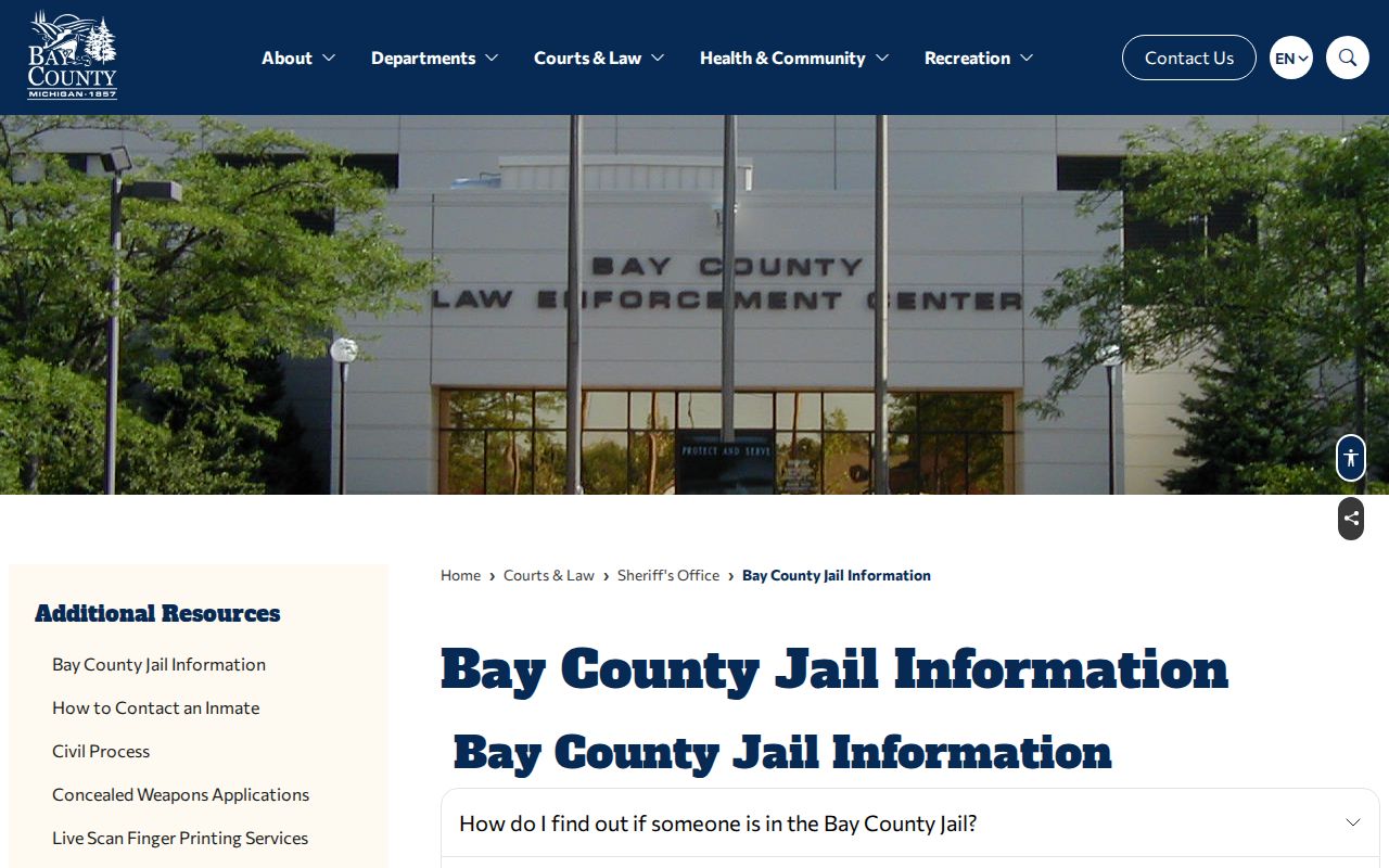 Bay County Jail release and custody information