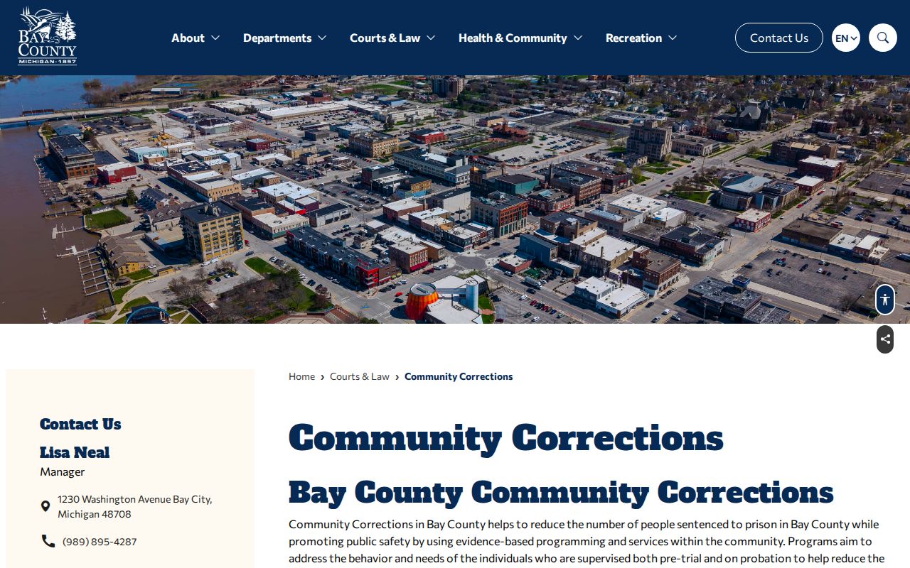 Bay County pretrial release and Community Corrections contacts